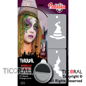 KIT POUCH DUO MAQUILLAJE CREMA+STENCIL 2 EN 1+SANGRE TERROR ART 616-0002 x 1